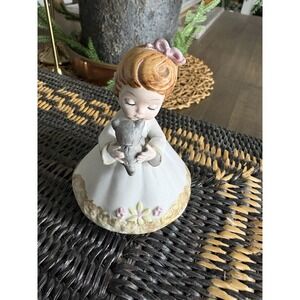 VTG Josef Originals Angel Girl Holding Grey Cat Little Commandment Series Signed